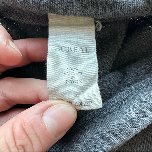 The Great Cropped Sweatpants Washed Black Gray Color  100% Cotton SZ 1 Small - Picture 5 of 10